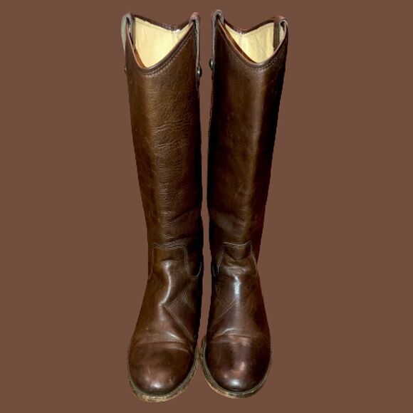 FRYE Brown Leather Mid Calf Campus Low Heel Smooth Shaft Western Boots Sz 9 - Picture 5 of 16